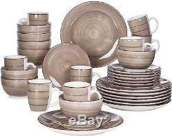Vancasso 32pcs Kitchen Dinnerware Set Vintage Porcelain Plates Cereal Bowls Mugs