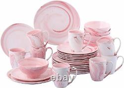 Vancasso 32pcs Porcelain Tableware Set Pink Dinnerware Serving Plates Bowls Mugs