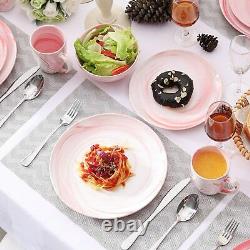 Vancasso 32pcs Porcelain Tableware Set Pink Dinnerware Serving Plates Bowls Mugs