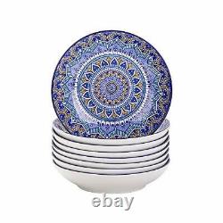 Vancasso 48pcs Blue Porcelain Dinner Set Boho Mandala Dessert Plates Bowl Mugs