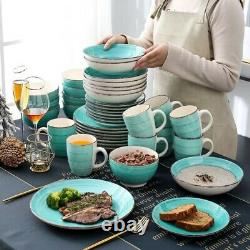 Vancasso 8 people 40pcs Dinner Set Green Porcelain Plates Cereal Bowls Mugs
