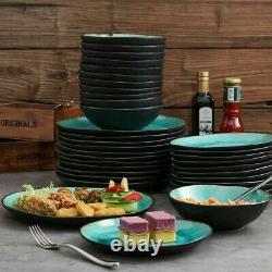 Vancasso Aqua 36pc Set Dinner Stoneware Serving Dish Dessert Plates Cereal Bowls