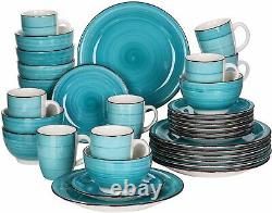 Vancasso Bella 32pc Kitchen Dinner Set Handpainted Ceramic Turquoise Plate Bowls