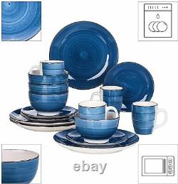 Vancasso Bella Dinning Set Kitchen Blue Soup Bowls Dinner Dessert Plates Mugs UK