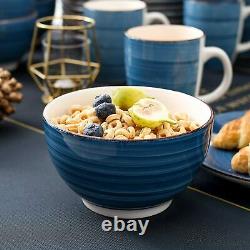 Vancasso Bella Dinning Set Kitchen Blue Soup Bowls Dinner Dessert Plates Mugs UK