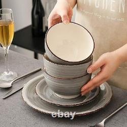Vancasso Bella Tableware Crockery Stoneware Dinnerware Set Plates Bowl Mugs Gray