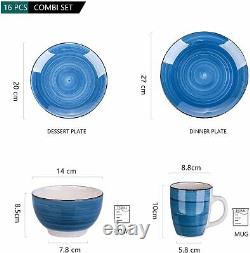 Vancasso Blue Crockery Set Kitchen Tableware Dinner/Dessert Plates Bowls Mugs UK