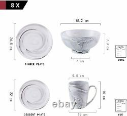 Vancasso Clay Grey 32pcs Porcelain Tableware Set Dinner Dessert Plates Bowl Mugs