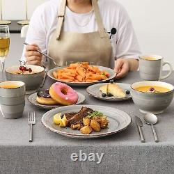 Vancasso Grey Crockery Set Crockery Tableware Service Plates Cereal Bowls Mugs