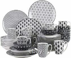 Vancasso HARUKA 48X Grey Dinner Set Porcelain Dessert Soup Plates Dish Bowls Mug