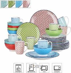 Vancasso Macaron 32pcs Multi-Colour Crockery Dinner Set Ceramic Plate Bowls Mugs