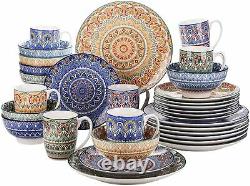 Vancasso Mandala 32x Multi-colour Crockery Set Ceramic Plates Bowl Mug Tableware