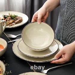 Vancasso Navia 32pc Ceramic Tableware Set Kitchen Dinner Plates Bowl Mugs Beige