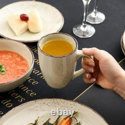 Vancasso Navia Beige Dinner Set Stoneware Serving Plates Cereal Bowl Coffee Mugs