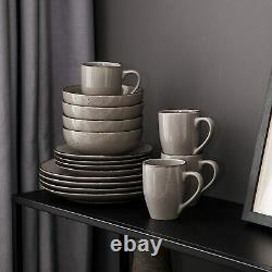 Vancasso Navia Tableware Stoneware Dinnerware Set Grey Service Plates Bowls Mugs