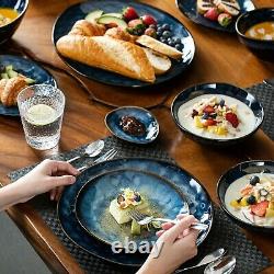 Vancasso Star Blue 23PCS Set Dinner Stoneware Dish Dessert Plates Cereal Bowls