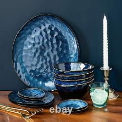 Vancasso Starry 22pcs Dinner Set Kitchen Vintage Kiln Glaze Plates Platter Bowls