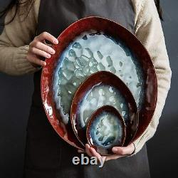Vancasso Starry 22pcs Dinnerware Set Ceramic Kiln Glaze Plates Platter Bowl Red