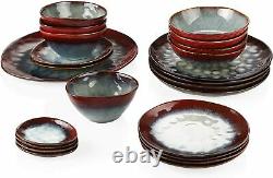 Vancasso Starry 23x Dinner Set Kiln Glaze Ceramic Plate Bowl Serving Platter Red