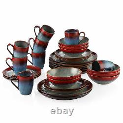 Vancasso Starry Dinner Set Vintage Ceramic Red Stoneware Serving Plates Bowls