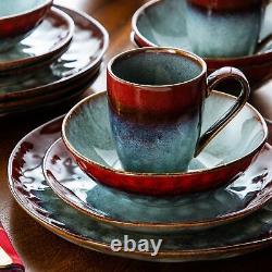 Vancasso Starry Dinner Set Vintage Ceramic Red Stoneware Serving Plates Bowls