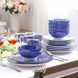 Vancasso TAKAKI 32 Piece Dinner Set Blue Crockery Dinnerware Dining Plates Bowls
