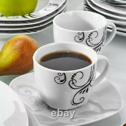 Veweet Zoey 60PCS Ceramic Porcelain Dinner Set Plates Bowls Cups Tableware Mugs