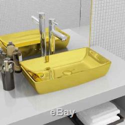 VidaXL Wash Basin 71x38x13.5cm Ceramic Gold Above Bathroom Sink Wash Bowl Unit