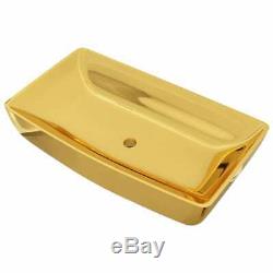 VidaXL Wash Basin 71x38x13.5cm Ceramic Gold Above Bathroom Sink Wash Bowl Unit