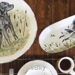Vietri Wildlife Black Hunting Dog Large Serving Bowl