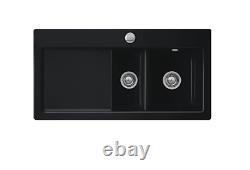Villeroy And Boch Subway 60xr 1.5 Bowl In Ebony, Right Hand Drain Vb Drilled