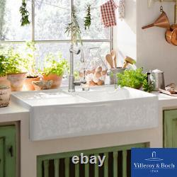 Villeroy & Boch Butler 90 2.5 Bowl Decor WHT Pearl Ceramic Kitchen Sink NO WASTE
