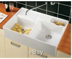 Villeroy & Boch Butler Belfast double Bowl White Ceramic Kitchen Sink & Waste