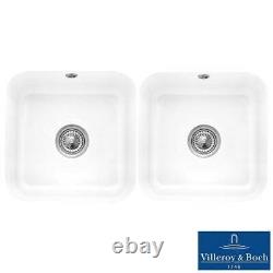 Villeroy & Boch Cisterna 2 Bowl White Ceramic Undermount Kitchen Sink NO WASTE