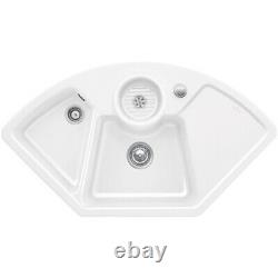 Villeroy & Boch Solo 2.5 Bowl White Ceramic Corner Kitchen Sink NO WASTE