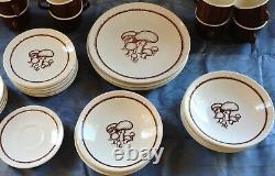 Vintage Merrie Mushroom Anchor Hocking Dinnerware 36 Pieces Dinner Plates Bowls
