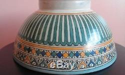 Vintage Moroccan Big Ceramic Plate Bowl Salad Pasta Soup Fruit Rice Dish 12.6 in