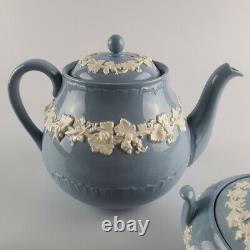 Wedgwood Queensware cream on lavender teapot, milk jug and sugar bowl