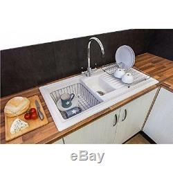 White Ceramic Bowl Stainless Steel Reversible Inset Kitchen Sink With Waste Kit