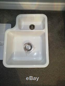 White Ceramic Undermount 600mm & Waste1.5 Kitchen Sink Bowl NEW