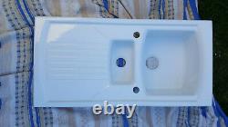 White ceramic kitchen sink 1.5 bowl, NEW-unused includes waste Sonnet by Denby