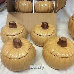 William Sonoma Pumpkin soup Tureen w /lid with 8 pumpkin bowls with lids