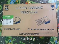 Wren Astracast Swale 1.5 Bowl White Ceramic Kitchen Sink RHD + Waste & Plumingki